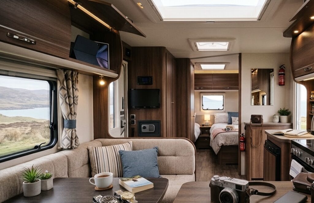 Interior of caravan with valuables