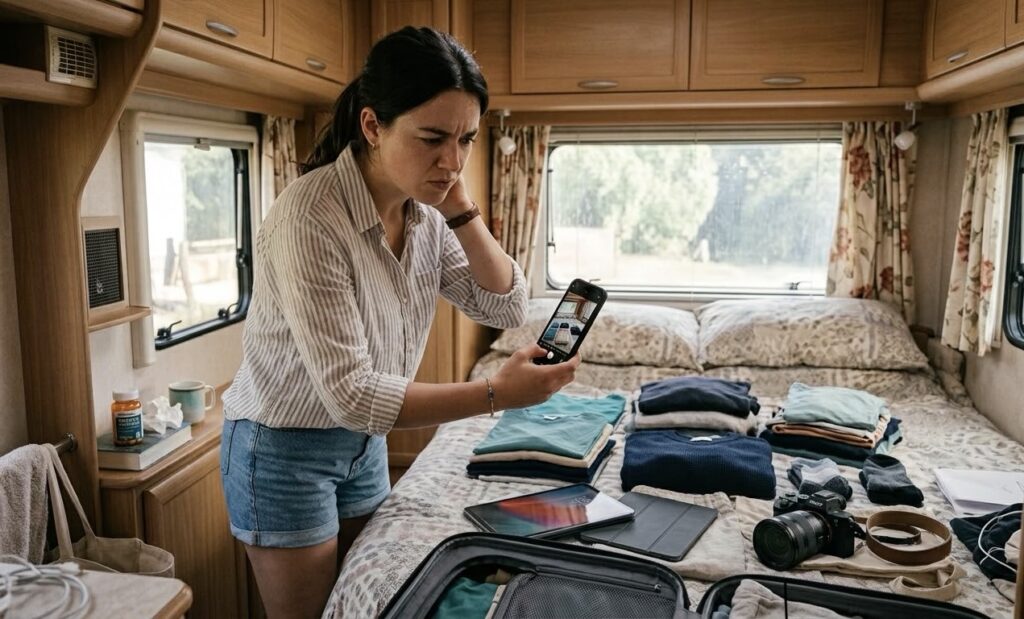 Person taking picture of their belongings